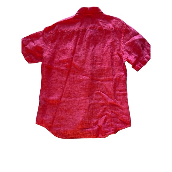 Bugatchi Button Up Shirt Men's Linen Pink Shaped Fit Hawian Short Sleeve Sz L - Picture 2 of 11